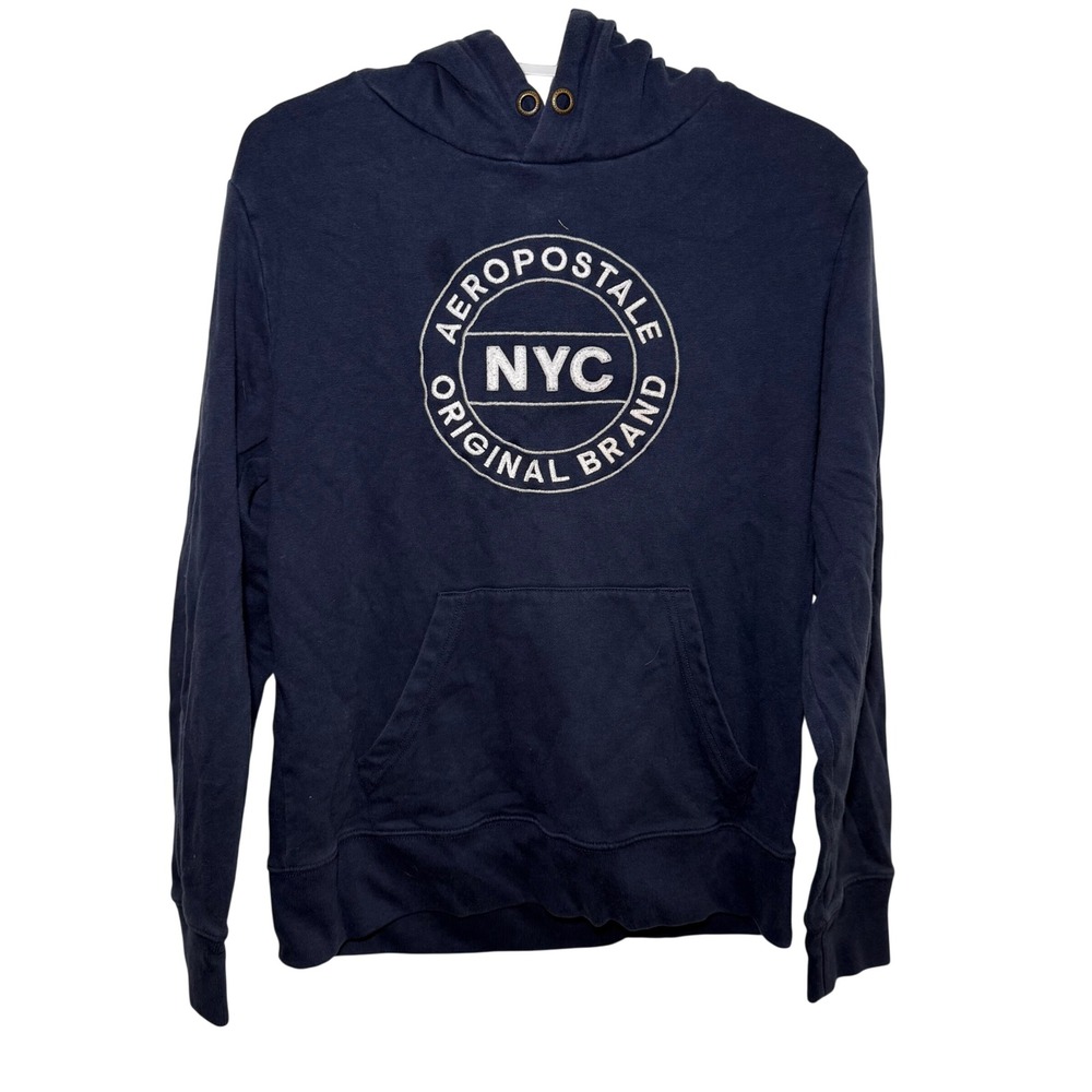 Aeropostale Navy‎ NYC Original Brand Hoodie Sweatshirt Pullover Mens Small Y2K